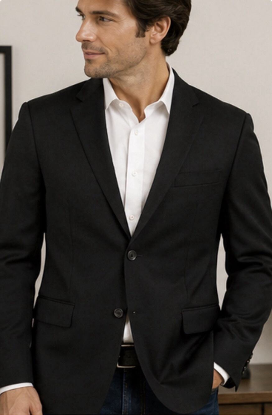 Calvin Klein X Slim Fit Sport Coat Blazer Black Mens 44S Two Button